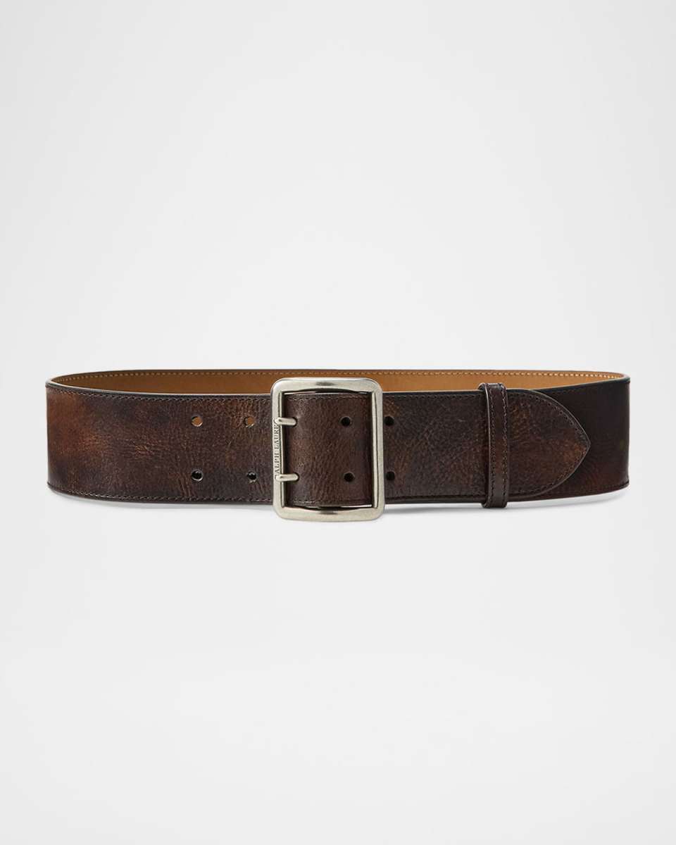Distressed Leather Wide Belt